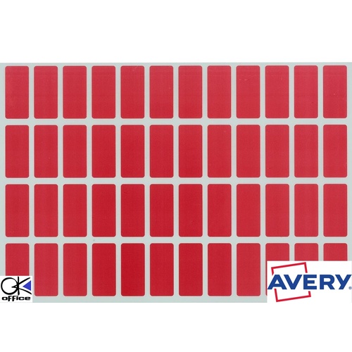 Labels Block Colour Red Labels 19x42mm Avery 44547 Pack 240