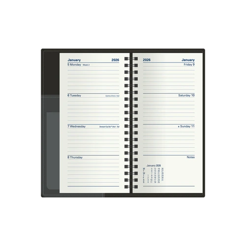 Diary 2027 Associate II 4651.U99-27 B6/7 week TO VIEW Black wiro bound 176 x 88mm