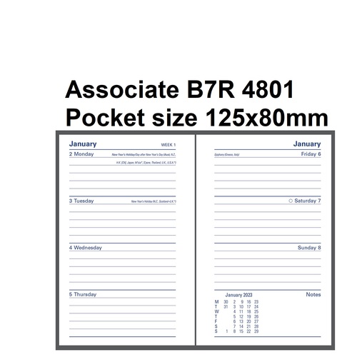 Diary 2027 Associate 4801.V99 Pocket Week To An Opening Black 125x80 Week to View Debden