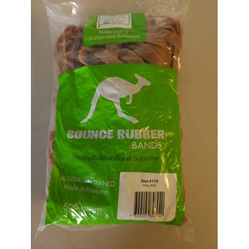 Rubber Bands #170 bag 500gram (often measuring around 160mm in length by 12mm wide)
