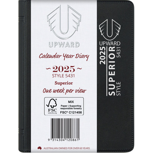 Diary 2024 Upward 5431 A7 Superior Week Opening Wire-O Bound PVC Horizontal 
