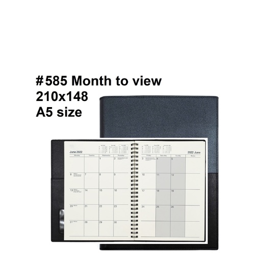 Diary 2027 VANESSA planner BLACK A5 585.V99-27 Month to View