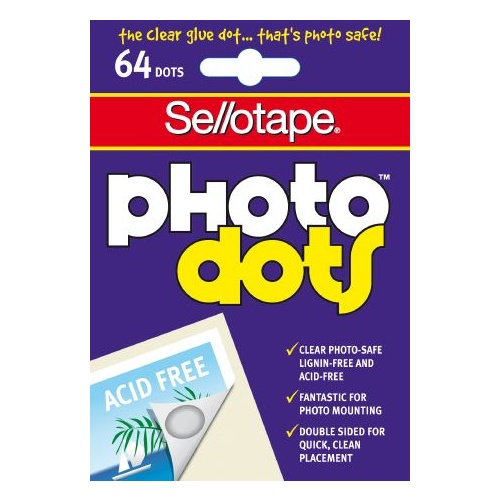 Sticky Dots Photo Sellotape Clear Acid Free 64 Dots 990005 - pack 