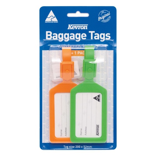 Luggage Tags ID4 Kevron  box 2 colour Random ID25BP-k tag size 200x52 insert 73x47 Print area 60x36mm