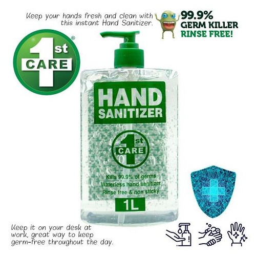  Hand Sanitiser 1000ml Pump Action 1st Care 180264