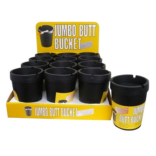 Smokers Butt Bucket Cigarette Ashtray 49141 Extinguishing Jumbo Sized Black