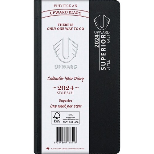 Diary 2024 Upward 6431 A6 Superior Week Opening Wire-O Bound PVC 