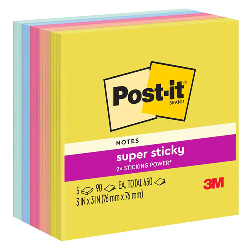 Post it note  76x 76 654-5SSJOY pack 5 Summer Joy Cube 7100281223