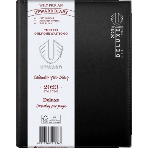 Diary 2024 Upward 7242 A5 A51 Deluxe 1 day to page Portrait Wire-O Bound