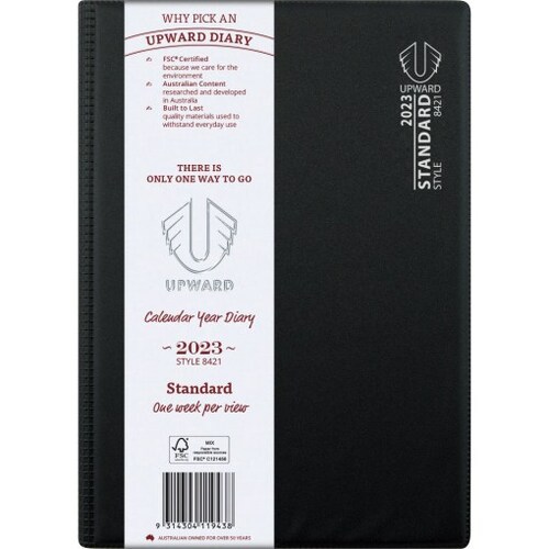Diary 2024 Upward 8421 B5 Week Standard 7am-8pm 1 hour times PVC Sewn Spine 185x258mm 