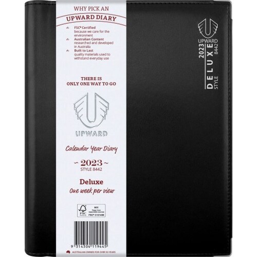 Diary 2024 Upward 8442 B5 Deluxe Week To Opening Wire-O PVC with Tabs Horizontal 250x179mm #10252692