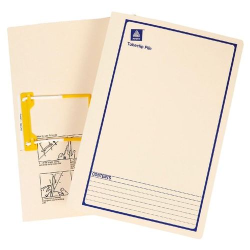 Tubeclip Files Avery Buff 84525 box 20 Foolscap with Blue printing