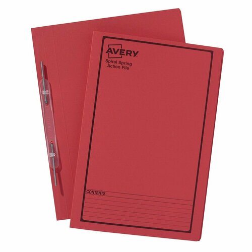 Spiral Spring Action File Avery Red box 25 85104 F/C Manilla with black printing