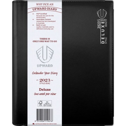 Diary 2024 Upward 8542 B5 Vertical Week WIRO Deluxe 250x176mm 30 min, 7am-7pm Monthly Tabs