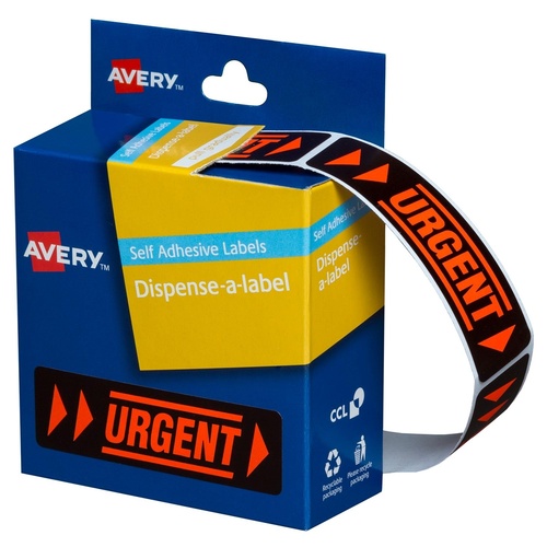 Label Urgent Avery 937251 dispenser box message 19x63mm roll 125 DMR1964UR