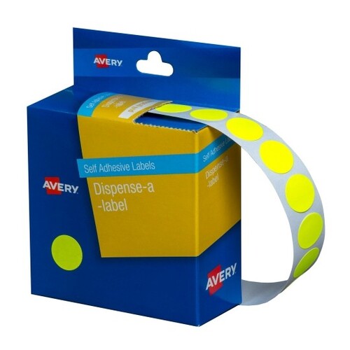 Label Avery Dots 14mm Fluoro Yellow 937294 box 700 Labels 1 Roll