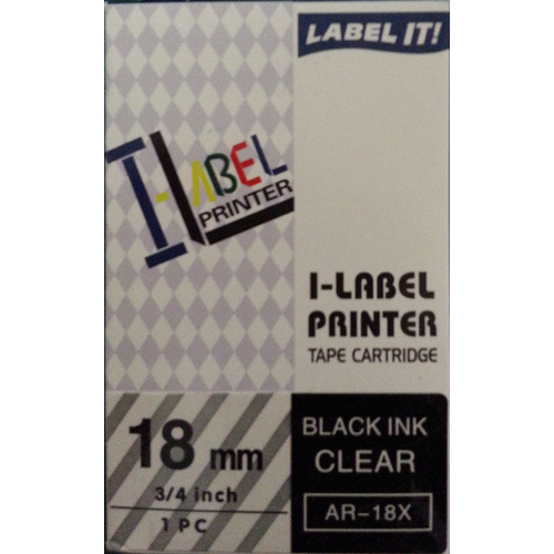 Labeller tape Casio 18mm Black on Clear XR18X - each AR18X