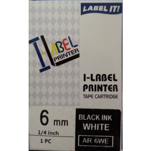Labeller tape Casio  6mm BLACK on White 8 metre Casio XR6WE - AR6WE 10402316