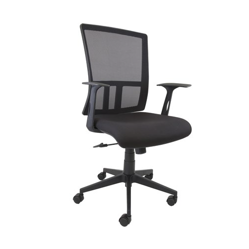 Mesh Chair high back with adjustable arms Black Back Height 580mm, Width 500mm, Seat depth 500mm