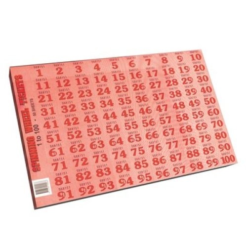 Spinning Wheel Raffle Ticket Pad 50 Sheets Numbered 1 to 100 CHOCOLATE wheel CW100