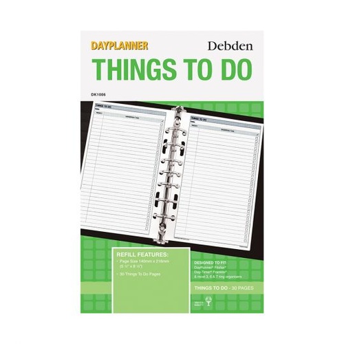 Dayplanner DK1006 Desk Organiser Things To Do 7 Ring Page Size 216x140mm