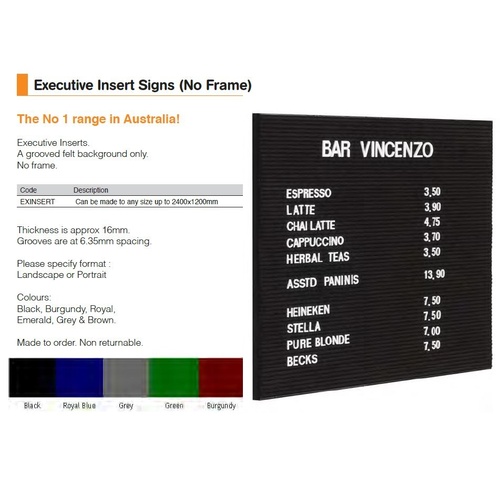 Executive Letterboard UNFRAMED 600x450mm Landscape Extra freight will apply for country zones