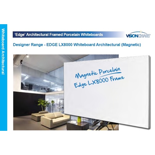 Whiteboard LX8 EDGE Porcelain 2400x1200 Magnetic includes pen tray COUNTRY FREIGHT IS EXTRA