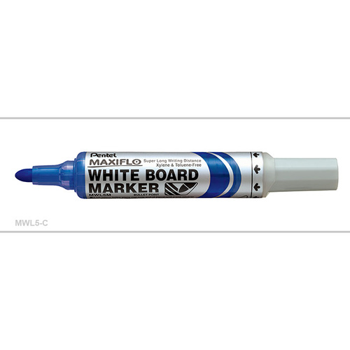 Whiteboard Marker MWL5-C Blue box 12 Pentel Maxiflow Bullet Point