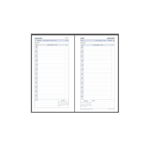 DayPlanner  PR2100 2024 DAILY DATED refill to fit 6-Ring page size 172x96mm PR2100-23 #86577 PR2100-24