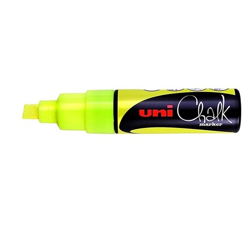 Chalk Marker Liquid Uni PWE8K Fluoro Yellow Chisel Tip 8mm approx. Bold PWE8KFLY