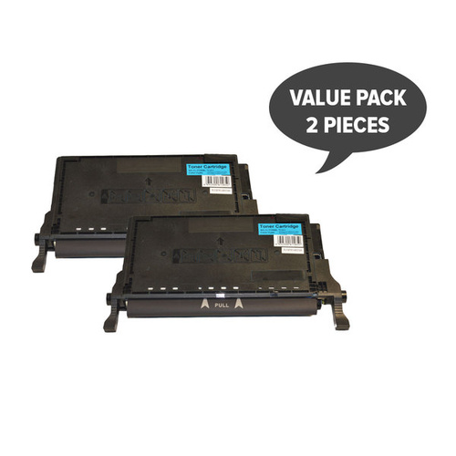 Laser for Samsung CLT-C508C Premium Generic Cyan Toner (Set of 2)