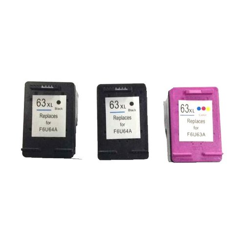 InkJet for HP  63XL Black 2x F6U64AA Colours 1x F6U63AA Remanufactured Cartridges HP63XL