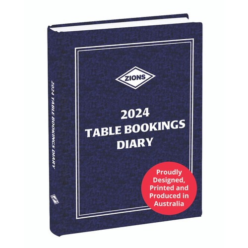 Table Bookings Diary TBD 2024 2 Pages to a Day Zions TBD24 A4 Size: 300mm x 210mm