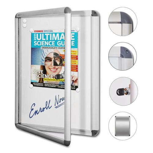 Notice Case  600x450mm A2 Neo Lockable Hinged Door Magnetic Whiteboard TXN6045 (internal area 545x395mm) Visionchart *Extra freight for country*