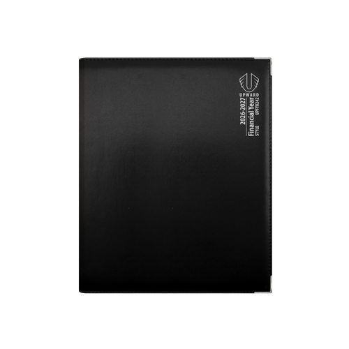 Diary FINANCIAL YEAR 26/27 Upward 8242 B5 1 day to a page Deluxe 250x176x35mm with index and Monthly planner Hard Cover Leather Bound