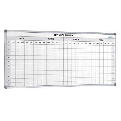 School Planner 4 term 1200x900mm Visionchart VDT001 Magnetic Whiteboard Laminated graphic surface 