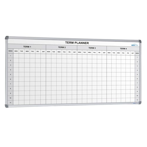 School Planner 4 term 2400x1200mm Laminated graphic surface Visionchart VDT003 Magnetic Whiteboards