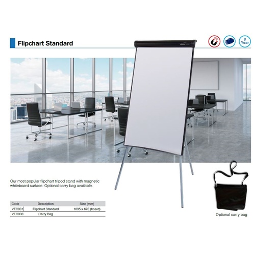 Flipchart  Easel Tripod Magnetic Whiteboard 987x655mm Country orders will incur extra freight, please call first