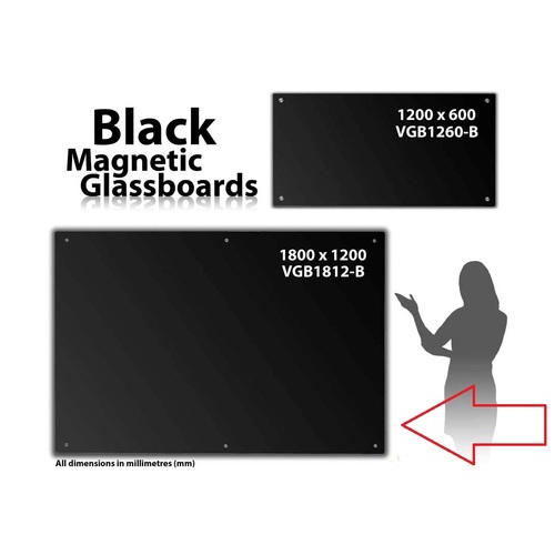 Glassboard LUMIERE Black Magnetic 1800x1200 Whiteboards VGB1812B Visionchart FREE DELIVERY SYDNEY BRISBANE MELBOURNE