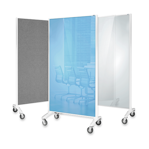 Room Divider  VRD Glassboard & Pinboard 1800x900 Blue glass Grey Pinnable other side